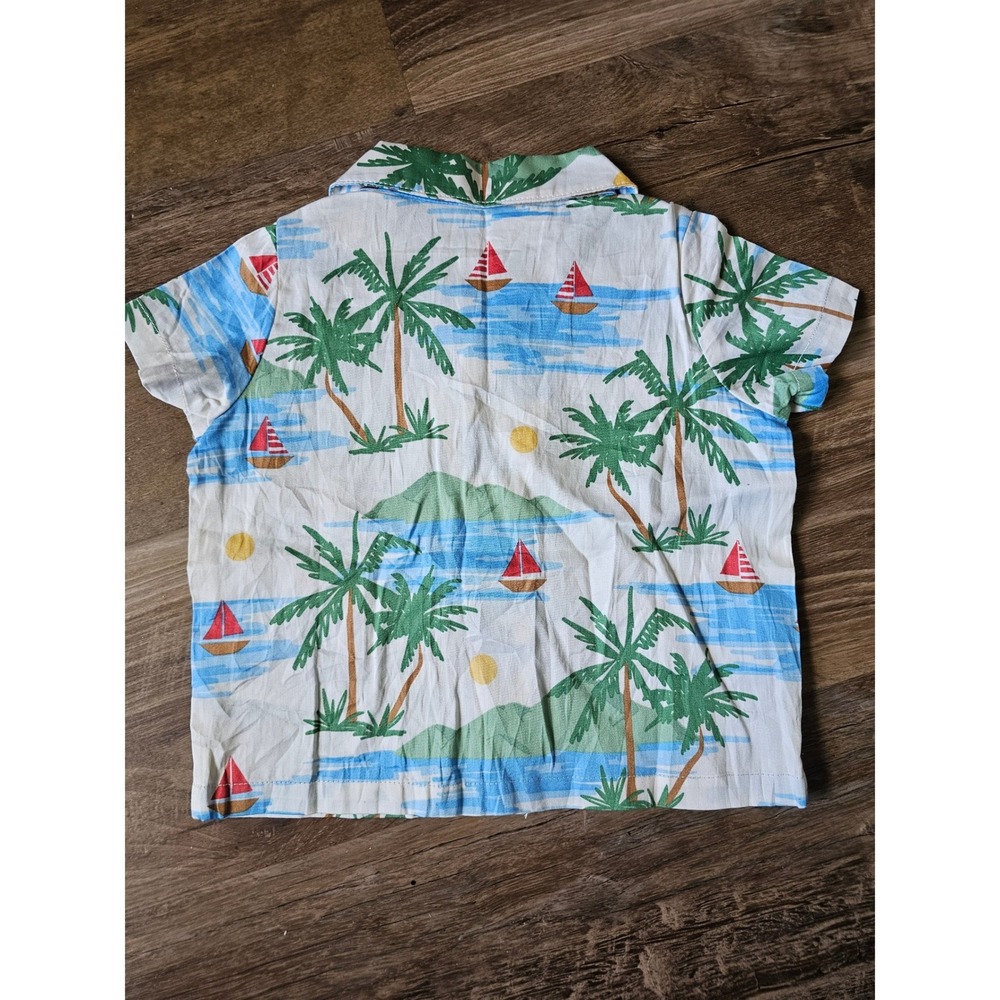 Peter Alexander Baby Tropical Palm Sailboat Shirt Multi 6-12 Months NWT - Picture 2 of 3